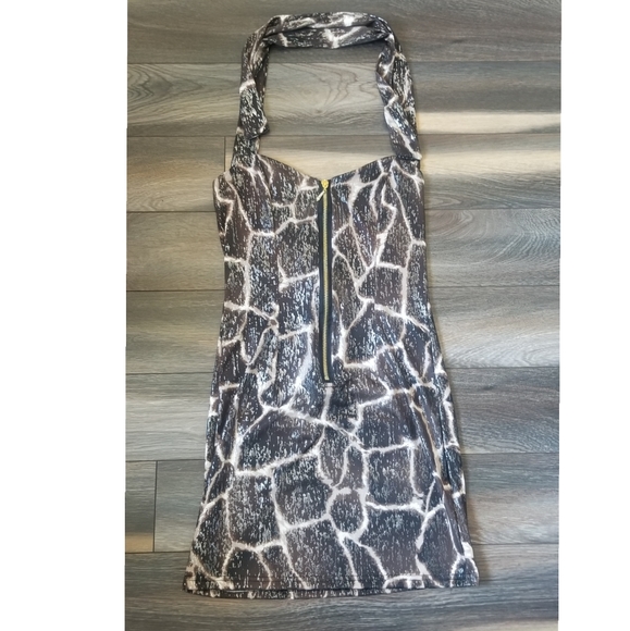 Giraffe Print Bodycon Halter Dress - Picture 1 of 4
